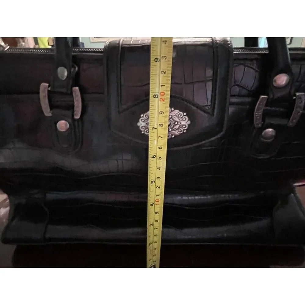 CROFT AND‎ BARROW TOTE BAG LAPTOP BAG PURSE BLACK FAUX LEATHER